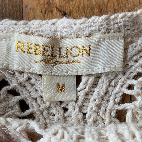 Rebellion Crochet Boho Crop Top in Cream - Picture 4 of 16